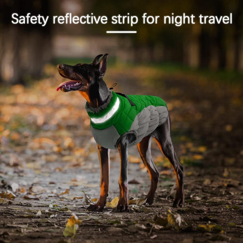 OUOBOB Dog Winter Jacket - Large Dogs, Waterproof, Reflective, Windproof,