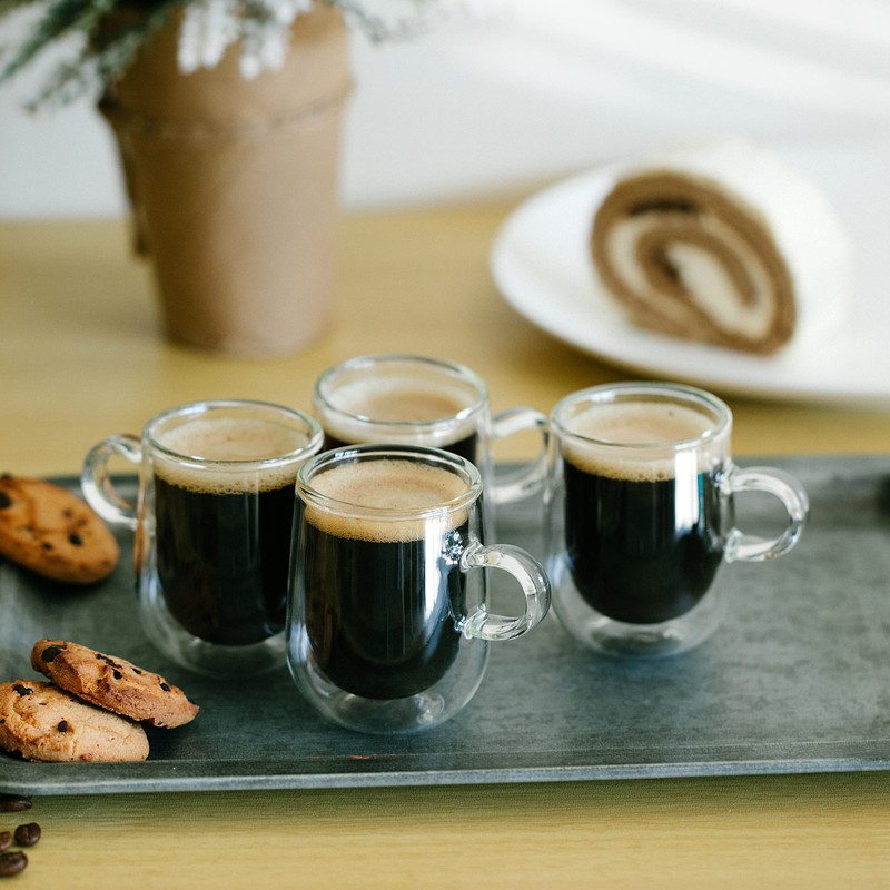 Brew To A Tea Glass Espresso Cups, Set of 4,