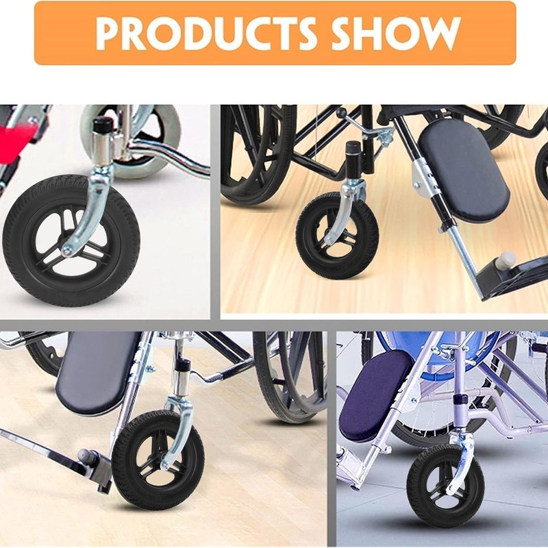 Front Wheelchair Wheel 10x2inch Polyurethane Solid Rollator Walker Replacement Caster