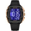 Luxury Men’s Digital Watch Tonneau Shape Dual Time 5ATM Waterproof