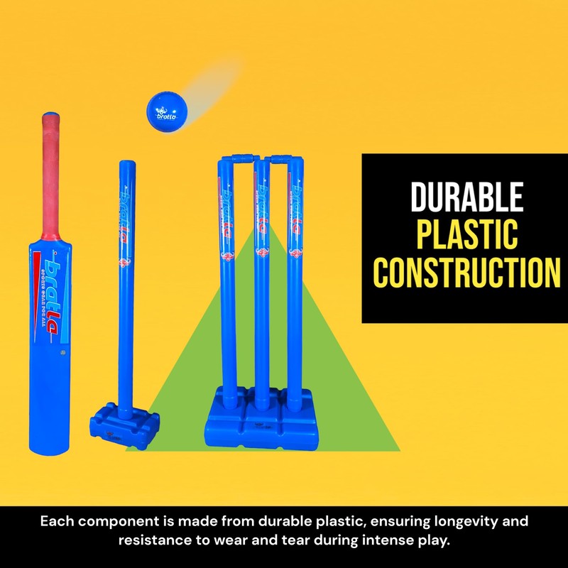 Bratla Plastic Cricket Set - Blue Color | Backyard and
