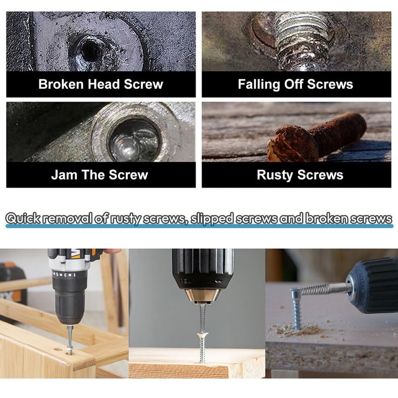 Saipor 11 Pieces Stripped Screw Extractor Set, Reverse Drill Bit