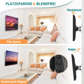 ELIVED EV028-DE Monitor TV Wall Mount Swivelling and Tilting for Most 13-30 Inch Flat & Curved LED, LCD, OLED, Plasma TVs up to 15 kg with VESA 75 x 75 / 100 x 100 mm