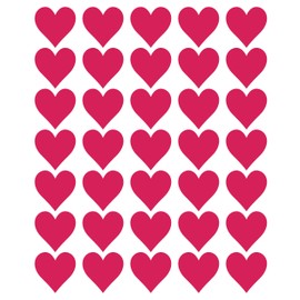 70 Rubber Hearts, 30 mm Pink PVC Film, Weatherproof, Heart Sticker
