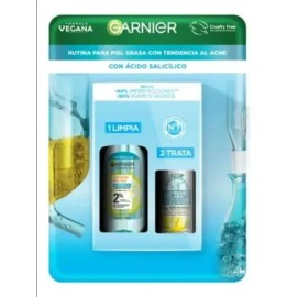 Kit Garnier Anti Acné Piel Grasa Limpiador + Sérum 30 Ml