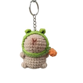 Cosplay Capybara Plush KeyChain Handmade Backpack Pendant Car Keyring Handbag Decorations Women Bag Decors Plush Animal Charm (Frog 1)