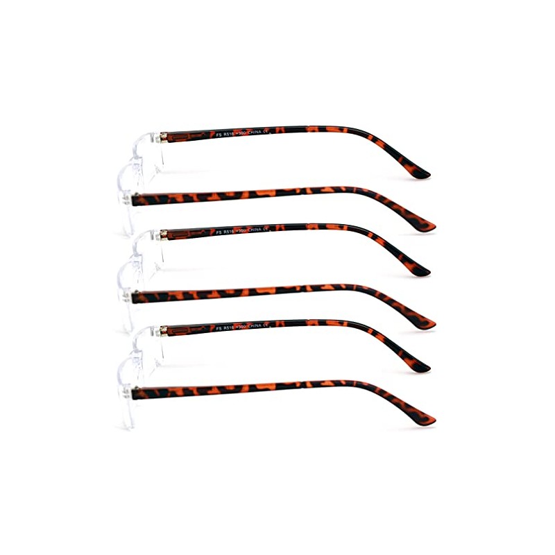 V.W.E. 3 Pairs Lightweight Rectangular Unisex Readers with Spring Hinge