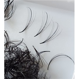 LASH BY HOLLY HYBRID 5D PREMADE (HAND MADE) FAN LASHES (500 FANS/TRAY) FOR EYELASH EXTENSION, D CURL, 0.07 THICKNESS, LENGTH FROM 9MM-15MM (HYBRID-D10mm5D)