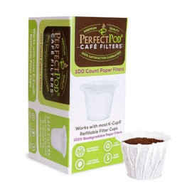 Cafe Filters Paper Liners for Reusable K Cup Coffee Pods by Perfect Pod - Fits All Brands, Compatible With All Refillable Capsules - Disposable Paper Filters (400-Ct)