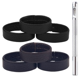 Gosknor Genuine Leather Loop Holder, 3.1/3.2/3.3 cm Cowhide Belt Loops with 4 mm Punch, Belt Loop Holder, Ring Band for 2.8-4 cm Wide Belt/Strap Pack of 6, black, brown