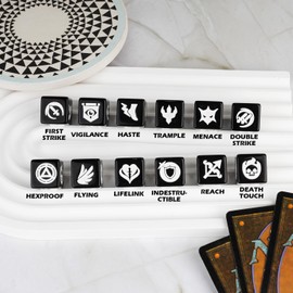 48 Pieces MTG Dice Counters Icon Abilities Keywords Counter Plus One Buff Life Tokens Dice Set for TCG Magic Cards Game Accessories, Purple