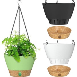 LATERN Hanging Basket, Set of 3 Diameter 25 cm Flower Hanging Pot, Plastic Hanging Basket Outdoor with Saucer for Outdoor Outdoor Decoration for Garden, Balcony, Living Room (3 Colours)