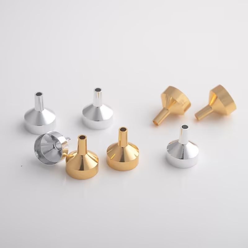 10 pcs Gold Mini Metal Funnels Set, Mini Filling Funnel