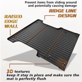 TripleAliners Truck Bed Mat Compatible with 2022 2023 2024 2025 Toyota Tundra Accessories CrewMax 5.5FT Vehicle Perfectly Flush All Weather Protection TPE Heavy Duty Pickup Car Bed Cargo Mat