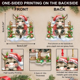MUCHNEE Donkey Christmas Ornament 2024, Farm Decor, Baby Hanging Ornaments for Tree Holiday Decorations, Keepsake Gifts for Donkey Lovers Farmer