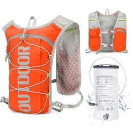 Laufweste mit Trinkblase 1,5L und Trinkflasche 500ml, Verstellbarer Ultra-Leichter Trinkrucksack für Damen und Herren, Funktionelle Laufrucksack für Marathons, Laufen, Radfahren, Wandern