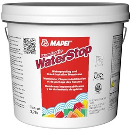 MAPEI Mapelastic WaterStop, Liquid-Rubber Waterproofing & Crack-Isolation Membrane, use Under Tile or Stone, Prevents in-Plane Floor Cracks (up to 1/8" [3 mm]). 1 Gallon (3.79l) jug