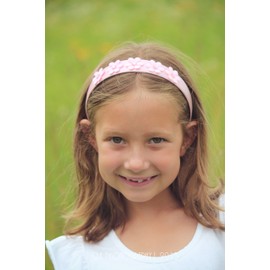 Funny Girl Designs Ava Girls Flower Headband (Turquoise Band/Pink Flower)