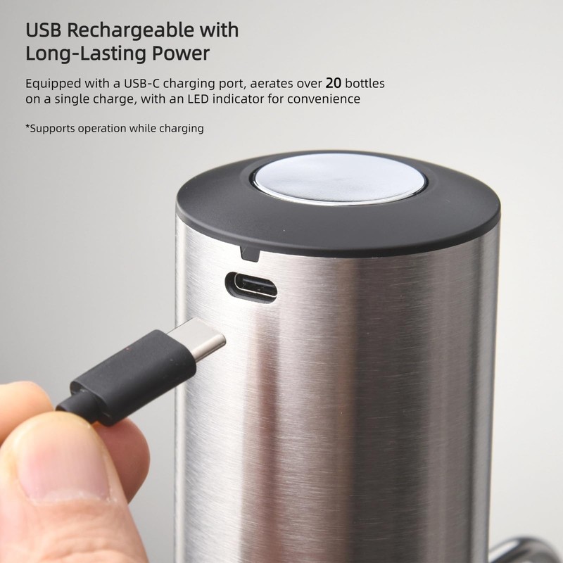 Saraudy Rechargeable Electric Wine Aerator and Dispenser Set, Electric Wine