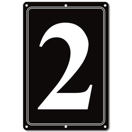 i-CowFun Premium Aluminum Number Signs 2, Metal 12" X 8" Black Numbered Signs Outdoor for Parking Lots, Floor, Dock, Court, Aisle, Field, High Visibility, No Fade, Weather-resistant