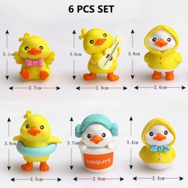 FOLANDO Funny Duck Figure Set, 6 Pcs Mini Duck Figurines Ornaments Duck Statue Garten Decoration Animal Figures Yellow Duck Sculpture Micro Landscape Decor Desk Office Car Decoration (6 Pcs Duck)