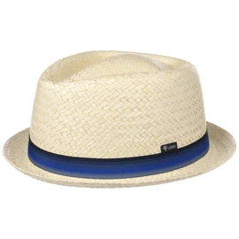 Lipodo Diamond Crown Straw Hat Women/Men - Porkpie Made in Italy - Beach Hat with Grosgrain Ribbon - Pork Pie Spring/Summer -