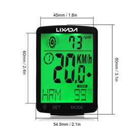 LIXADA 3 in 1 Wireless Bike Computer Multi Functional LCD Screen Bicycle Computer with Heart Rate Sensor Mountain Bike Speedometer Odometer IPX7 Waterproof Cycle Measurable Temperature Stopwatch