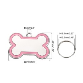 MECCANIXITY Pet ID Tags Bone Shape, 60x40mm Metal Personalize Engraved Both Sides Blank Tags Stamping Pet Supplies Engrave Name Number for Pet Dog ID Tags, Pendant Decoration (Light Pink)
