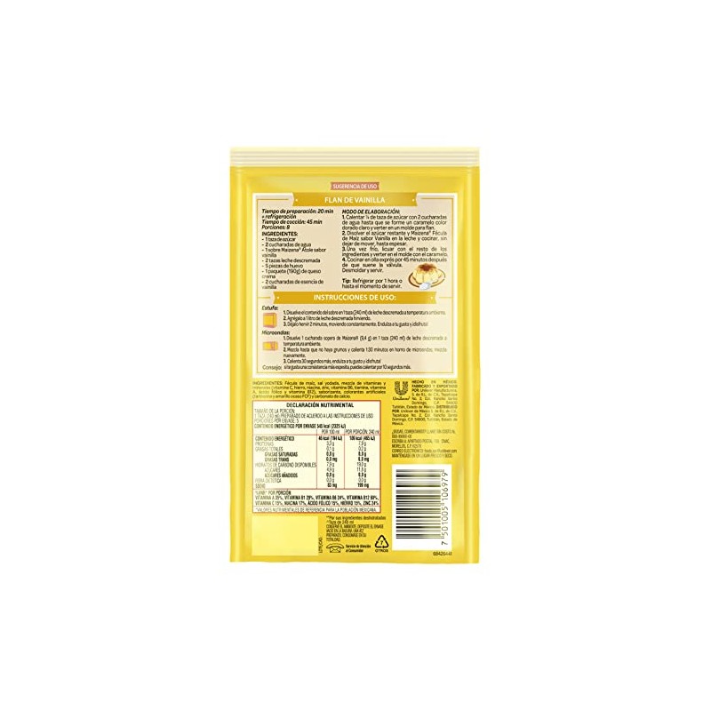 MAIZENA FECULA DE MAIZ ATOLE Sabor Vainilla 47g
