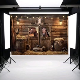 10X8ft Western Party Backdrop Rustic Wooden Cowboy Backdrop, Wild West Wooden House Farm Photography Background Western Theme Cowboy Birthday Party Decor Banner Photo Studio Props