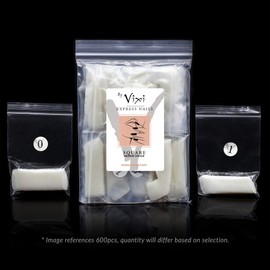 600 Pieces Medium Square Nail Set Free Glue and Preparation File 10 Sizes - Opaque Express Fingernail Extensions Full Cover For Professional & Home Use - By Vixi