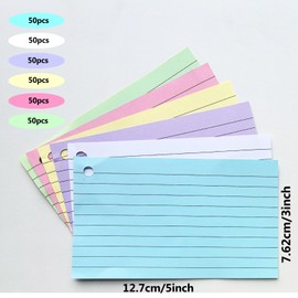 300 Pcs Flash Cards, 3x5 Inches Index Cards with Metal Ring, Colored Heavy Notecards for School, College, Home, Office, Memory, to Do List