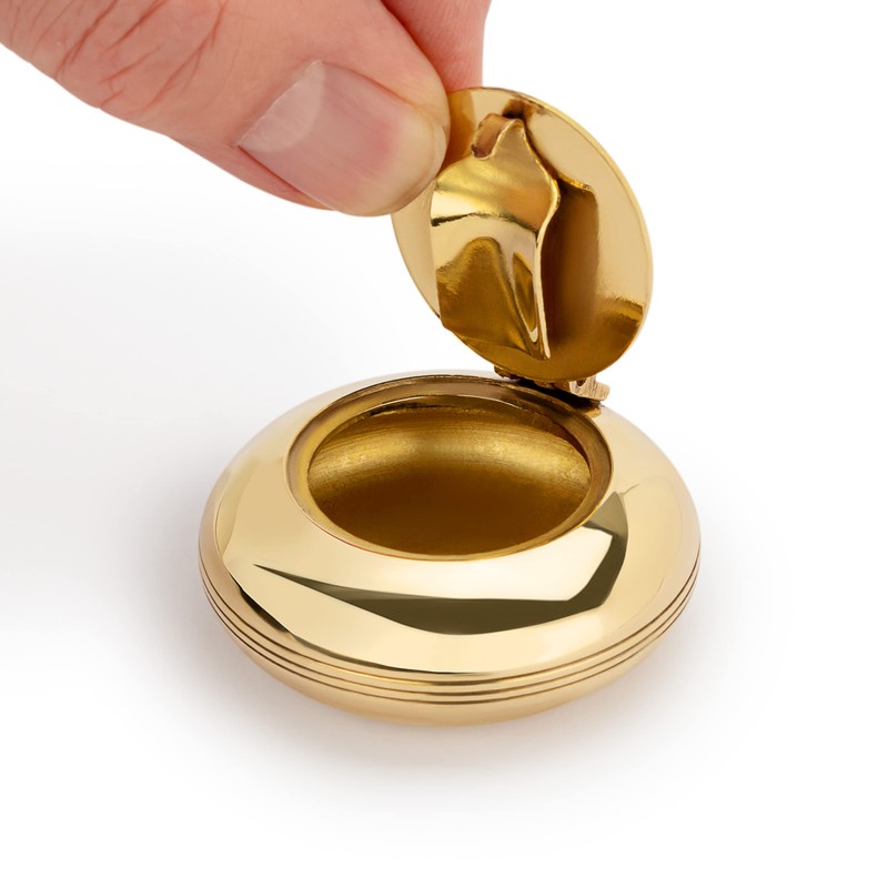 NKlaus 11499 Folding Ash Trays, Round Smooth Metal Brass Solid