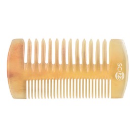 SC123 Real Ox Horn 4.3 inch Hair or Beard Mustache Comb, Handmade Fine and Wide Tooth Small Pocket Travel Combs with Anti-static, Detangling, Massage, Scalp Gua sha for Women, Men