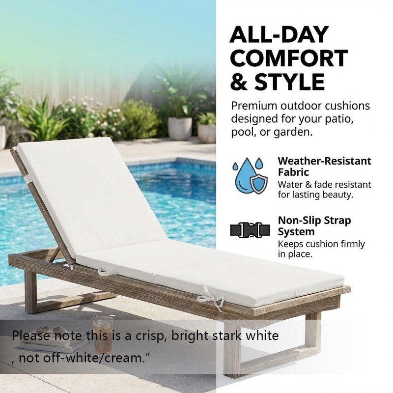 Maphissus 2 Pack 77x24 inch Lounge Chair Cushions for Outdoor
