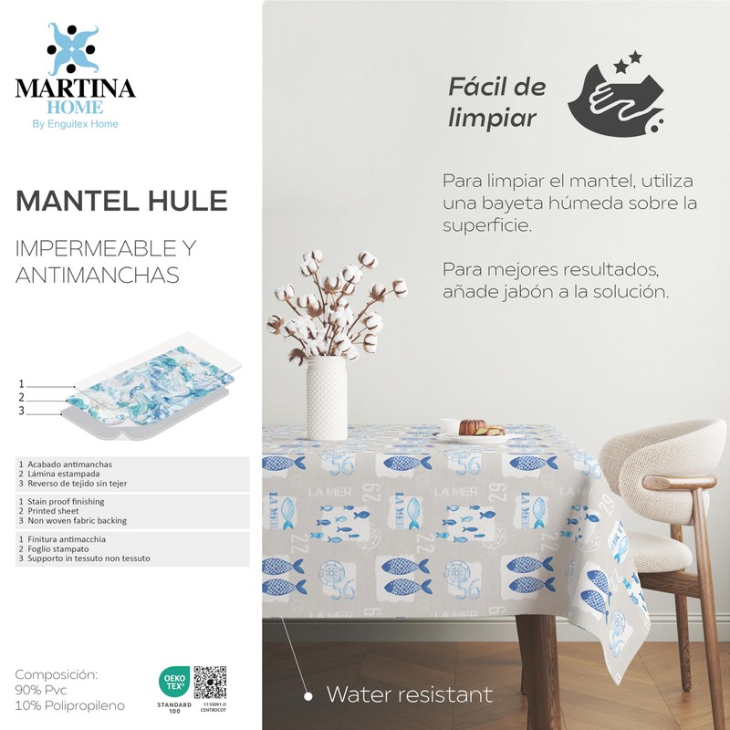 Martina Home Single Fish Oilcloth Tablecloth 180 x 140 cm