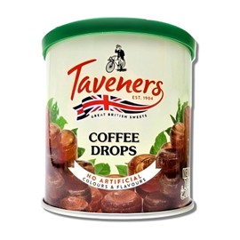 Taveners Coffee Candy - Classic British Coffee Drops Candy in Tin - Old Fashioned Coffee Hard Candy - Caffeine Candy in a Can as Holiday Gift & Christmas Treats - Coffee Candies (7.1 oz)