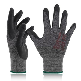DEX FIT Lightweight Work Gloves FN330, 3D Comfort Power Grip, Thin, Flexible, Stretchy Fit Nylon, Spandex, Durable, Water-based, Nitrile Foam, Machine Washable, grey