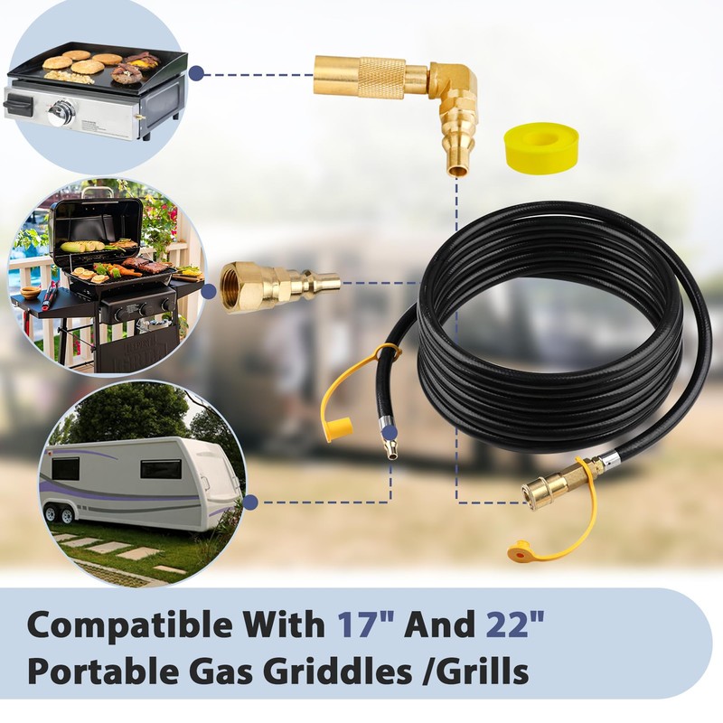 Upgraded 18FT RV Quick Connect Propane Hose for RV to