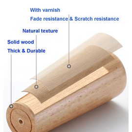 Qrity 4 PCS Wooden Furniture Legs Straight Wood Sofa Legs Cabinet Feet Straight Wooden Table TV Legs with Non-slip Mat, Screws & Mounting Plate, 6CM