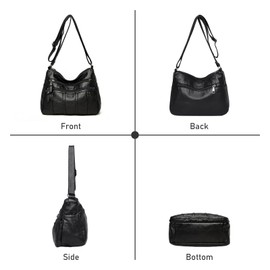 LassZone Crossbody Shoulder Bag for Women Soft PU Leather Handbag Ladies Multi-Pocket Messenger Bag Waterproof Purse