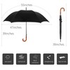 TIME LOVER Stick Umbrella Oversize Windproof Umbrella Wooden Hook Handle