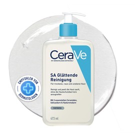 CeraVe SA Smoothing Cleansing, Mild Exfoliating Wash Gel, Moisturising, Sebum and Oil Reducing, with Salicylic Acid, Urea, Hyaluronic and Ceramides, for Dry and Rough Skin, 473 ml