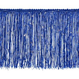 uxcell 1 Yard of 15cm/6" Sequin Fringe Trim Sparkling DIY Fringe Tassel Trim Ribbon for Costume Clothes DIY Sewing Crafts Decoration, (3.28 ft/1m) Blue