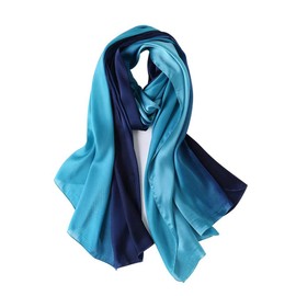 Bellonesc Silk Scarf 100% silk Long Lightweight Sunscreen Shawls for Women(blue lake blue)