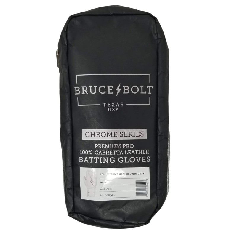 BRUCE BOLT Chrome Series Long Cuff Black Batting Glove -