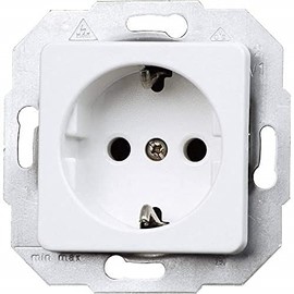 Kopp Europa 1 Single Socket for Household Use, 250 V (16A) IP20 Earthing Contact Socket, Flush-Mounted, Easy Wall Mounting, Arctic White, 113613087