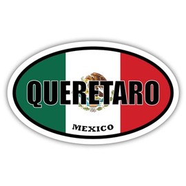 3 Pack 2x3 inches | Queretaro Mexico Flag Oval Sticker Construction Toolbox, Hardhat, Lunchbox, Helmet, Mechanic, Luggage