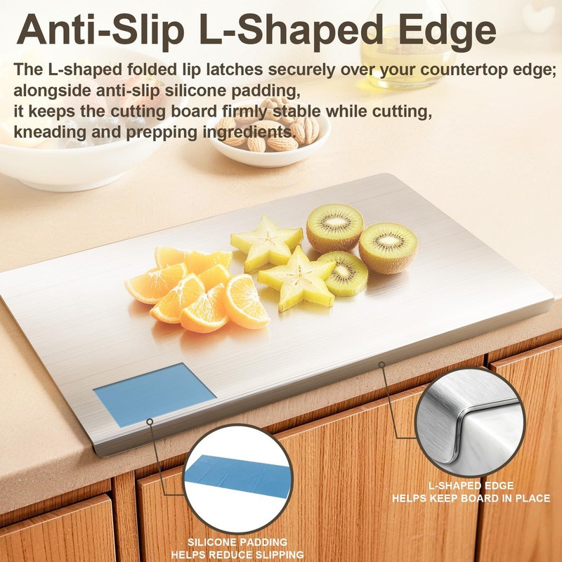 304 Stainless Steel Cutting Board for Kitchen，Dishwasher Safe Metal Chopping