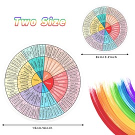 6 Pieces Feelings Wheel Vinyl Sticker 6 Inches 3.2 Inches Emotion Decal Office Decor Mental Color School Chart for Car Social Worker Counselor Skateboard Laptop Cabinets Class (Blue and White)
